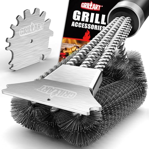 GRILLART Grill Brush and Universal Fit Scrapers, 18" BBQ Wire Cleaning Kit