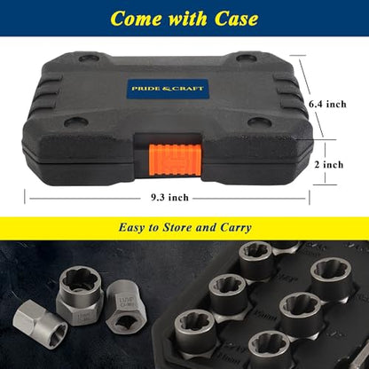 PRIDE&CRAFT 26Pcs Screw Extractor Set, Bolt Extractor Kit with HSS Left Hand Drill Bits, Stripped Screw Extractor, Nut Extractor Set with Hex Adapter for Damaged, Rusted Bolts, Screws, Nuts and Studs - style: 26-piece