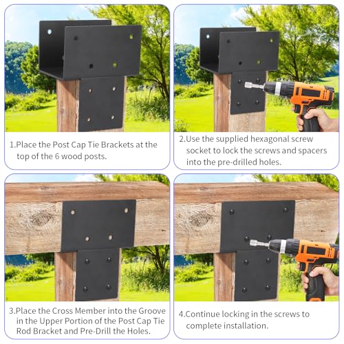 1PCS 6x6 Post Cap Tie Bracket Heavy-Duty Pergola Connector Bracket - size: 6"x6"(Actual Size 5.5"x5.5")