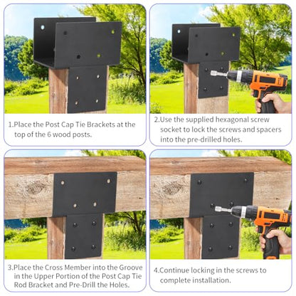 1PCS 4x4 Post Cap Tie Bracket Heavy-Duty Pergola Connector Bracket - size: 4"x4"(Actual Size 3.5"x3.5")