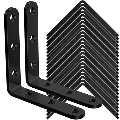 25Pcs Black Angle Brackets 3”x 3” Heavy Duty Corner Bracket 3MM for Wood - size: Black-3x3 Inch