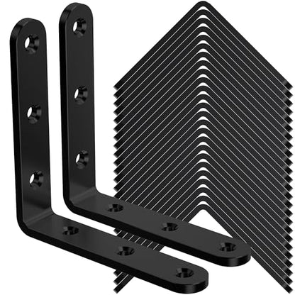 25Pcs Black Angle Brackets 3”x 3” Heavy Duty Corner Bracket 3MM for Wood - size: Black-3x3 Inch