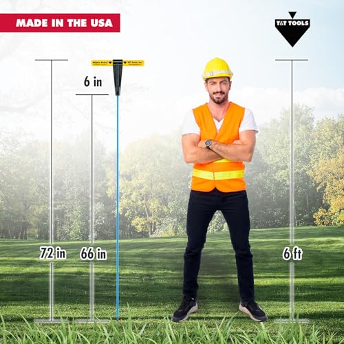 T&T Tools 72-Inch Mighty Probe Metal Soil Probe – 3/8" Hex Rod - 1 Pack - size: 72-Inch Long Overall w/ 3/8" Metal Hex Round Rod