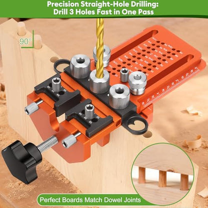 Dowel Jig Kit with Quick Positive Stop & Clamp, ADJ Doweling Jig