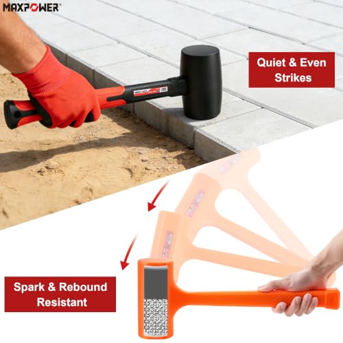 MAXPOWER 2PCS Rubber Mallet Set, 5LB Dead Blow Hammer & 16oz Rubber Mallet - size: 5lb 16oz