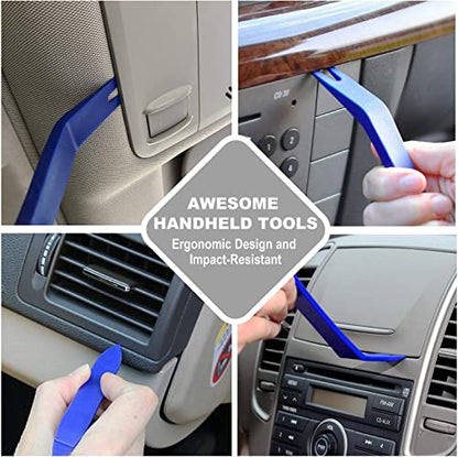 GLK Auto Trim Removal Tool Set, 5pcs Plastic Pry Tool Kit, Auto Trim Tool, Prying Tool, Car Door Panel Clip Revmoal Tool, Fasteners Remover - color: Blue