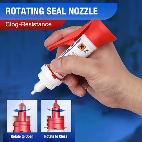 2-Pack 5817 Ultra-Thin Super Fast CA Glue - Non-Whitening Crystal Clear Adhesive with Grip Handle & 10 Micro Tips for Models, 3D Prints (PLA/ABS), Miniatures - Leak-Proof Rotating Nozzle - size: 2-Pack