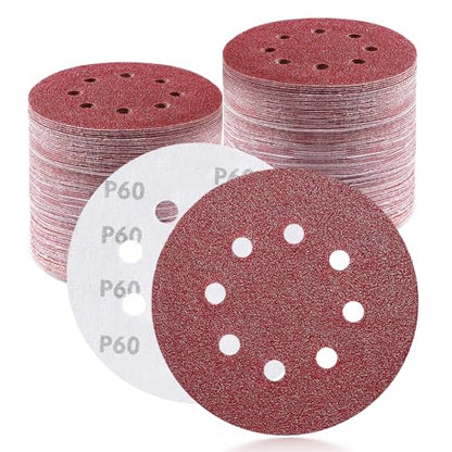 100Pcs 5 Inch Sanding Discs 60 Grit, Round Hook and Loop Sandpaper for Random Orbital Sander Pads(60 Grit) - style: 60G 100pcs