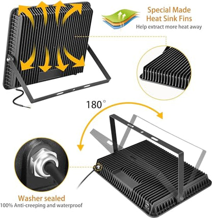 XYCN 2 Pack 240W LED Flood Lights,100-277V IP65 Waterproof 5000K Daylight 1700 watt Equivalent 36500LM Super Bright Outdoor LED Arena Lights Commercial Lighting for Stadium,Backyard, Parking lot etc - color: 240W 2pack led flood light