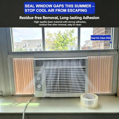 Window Sealing Tape 2 Inch x 33 Ft Transparent Window Insulation Waterproof Nano Draft Isolation Tape Clear Weather Stripping Caulk Tape for Window and Bathroom Shower Glass Side Gaps - style: 2 Inch × 33Ft