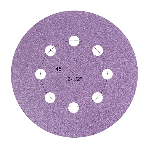 uxcell 10Pcs 5-Inch Purple Sanding Discs 80 Grits 8 Hole Hook and Loop Professional Aluminum Oxide Sand Paper Wet Dry Polish for Wood Metal Paint Finish - style: 80 Grit