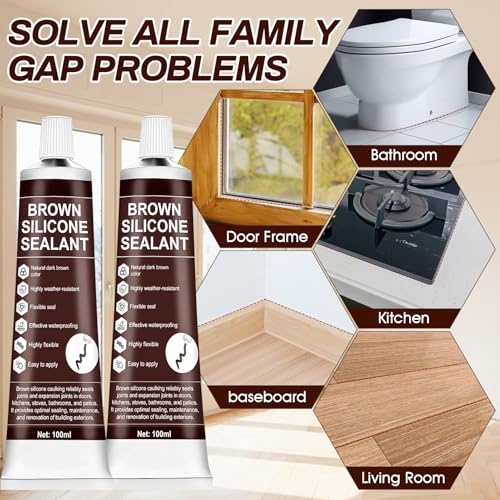 JAOJAO 2PCS Brown Caulk Without Cracking or Peeling Long-Lasting Joints - color: Brown, size: 200ML
