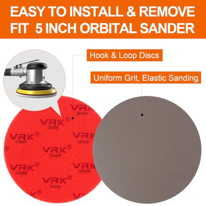 24 PCS 5 Inch Hook and Loop Sanding Sponge Discs Set 3000 Grit - size: 5 In 3000 Grit 24 PCS