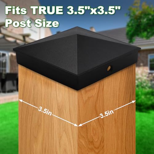 4x4 Heavy Duty Aluminum Post Caps Cover, Matte Finish Powder Coated Surface - color: Black, size: 3.5" x 3.5"