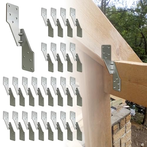 25 Pack Hurricane Ties for Rafters,Hurricane Straps Brackets with Strong Galvanized Powder-Coated,Trusses/Rafters Tie,Hurricane Clips for Rafter,Rafter Hangers - color: Silver