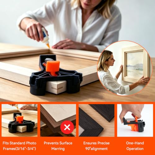 4Pcs Corner Clamps, 90° Wood Clamps for Woodworking, Orange