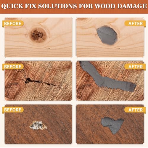 Wood Filler Putty Gray Paintable, Stainable, Sandable Repair Kit 7 Ounce - color: Gray