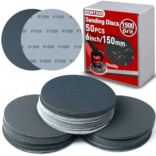 50PCS 6 Inch Wet Dry Sanding Discs,1500 Grit Hook & Loop Sandpaper - style: 1500 Grit