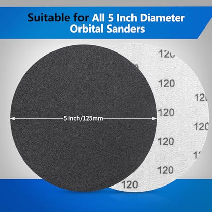 VIBRATITE 120 Grit 5 Inch Hook & Loop Sanding Discs, 70PCS - size: 5 Inch (120 Grit)