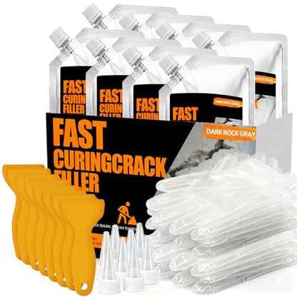 Concrete Crack Filler 8 PACK, Self-Leveling Cement Crack Repair,High Elasticity And Fast Drying, Waterproof Sealant for Driveway, Sidewalk, Patio, Concrete Joint, Indoor and Outdoor Use – Gray (150oz)