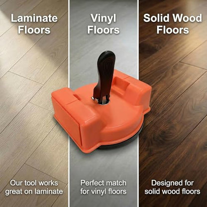 Floor Gap Fixer Kit – Heavy Duty Repair Tool with 180lb Suction Cup, Rubber Mallet & 5 Reusable Pads, Felt-Covered Dual Striking Surface for Laminate, Hardwood & Vinyl Plank Repairs - color: Amber