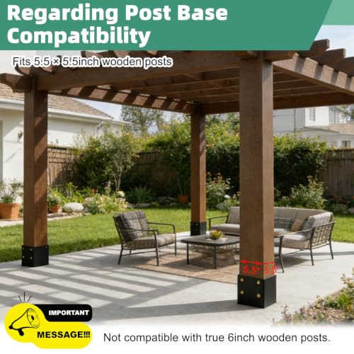6x6 Post Base, Concealed Fastener Concrete Post Anchor,Elevated Post Base - size: 6×6inch 2PCS