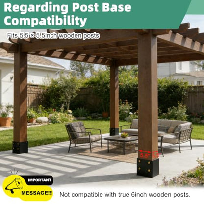 6x6 Post Base, Concealed Fastener Concrete Post Anchor,Elevated Post Base - size: 6×6inch 2PCS