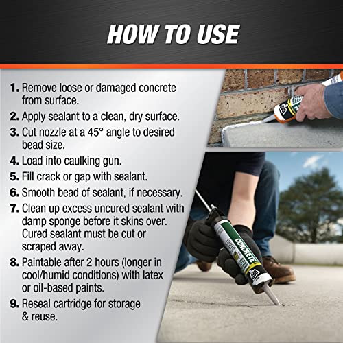 DAP Concrete and Mortar Filler and Sealant, Gray, 10.1 Oz (7079818096) (Pack of 12) - size: 10.1 Oz, Pack of 12