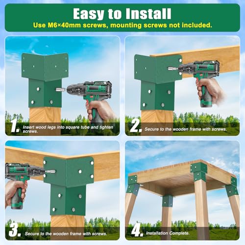 Dolibest Heavy Duty Deer Stand Brackets, 4x4 Compound Angle Bracket, Powder Coated Elevated Bracket for Outdoor Platforms, Deer Hunting, Shooting Shack, Observation Decks& Tree Houses (4Pack) - color: D: Green-4Pcs