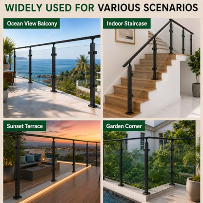 42-Inch Glass Railing Middle Post, 50mm, Black (LIUCHONGYANG99) - size: 50MM*50MM, style: BLACK-Middle Post