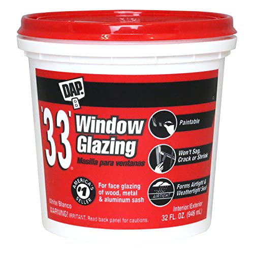 DAP '33' Window Glazing, White, 32 Oz (7079812122) - size: 32 oz