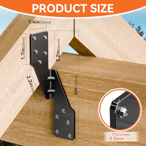 25 Pcs Hurricane Straps Tie Brackets - Heavy Duty 18 Gauge Steel Hurricane Clips for Roof, Shed and Walls, Hurricane Straps for Rafter H2.5A, Hurricane Roof Brackets, Truss Ties Black – Left - style: Left - Black Hurricane ties - 25pcs