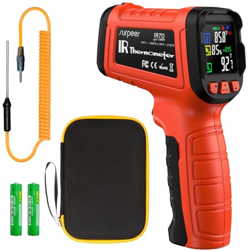 Infrared Thermometer Temperature Gun 2732°F 50:1 Pyrometer - color: -58°F to 2732°F/-4°F to 932°F