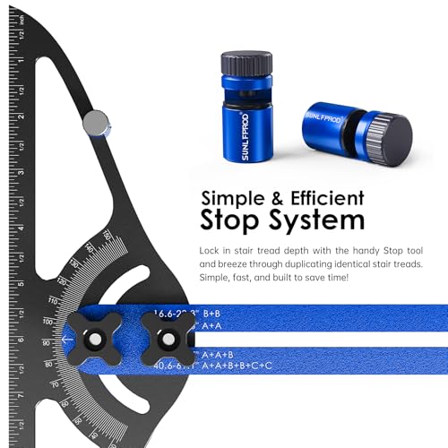 Stair Tread Template Tool - Dual Solid Nut Locking Stair Tread Tool Jig - color: Blue-Gray