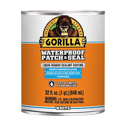 Gorilla Patch & Seal Liquid Rubber Waterproof Sealant, White, 32 oz - color: White, size: 1 - Pack