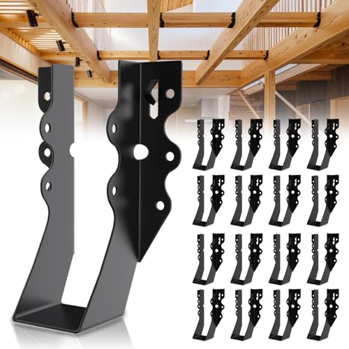 25Pcs Black 2x6 Joist Hangers for Wood,18 Gauge Metal Face Mount Joist Hanger,Lu26 Joist Hangers Powder Coating,Hurricane Ties for Rafter,Rafter Brackets 2x6 for Deck,Floor,Roof Overhang,Ceiling Joist - size: 25 Pcs 2x6 Joist Hanger, style: Black