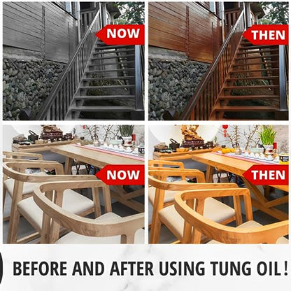 16oz*2 100% Pure Tung Oil with Brush, Food Safe Waterproof Low Odor - size: 16 Fl Oz *2