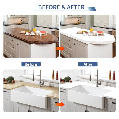 GLAINTE Bright White Marble Countertop Paint Kit - Epoxy Refinishing - color: Bright White