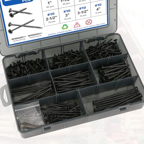 #10 Wood Screws Assortment Kit, 240Pcs 4Sizes Screws Set Assorted Screws - size: #10(4Sizes)-240pcs