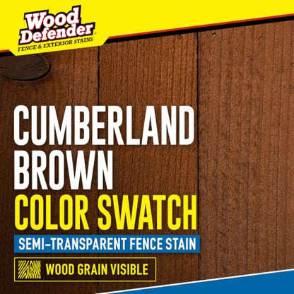 Wood Defender Semi-Transparent Fence Stain and Seal, Cumberland Brown, 5Gal - color: Cumberland Brown, size: 5 Gallon