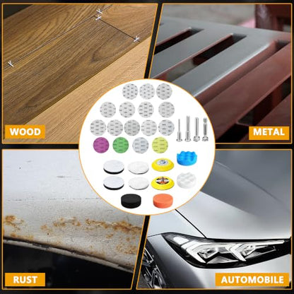 174 Pcs 3 inch Sanding Discs Wet Dry Sandpaper,60 80 120 150 180 240 320 400 600 800 1000 1500 2000 3000 5000 10000 Grit Assortment Hook & Loop Sandpaper for Automotive Wood Metal Glass Polishing - size: 3in grit 60-10000