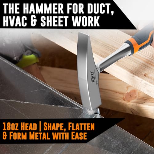 Mutt Tools 18oz Sheet Metal Hammer One-Piece Forged Tinners for HVAC