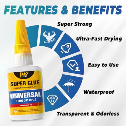 Thin Super Glue Liquid 30g, Fast CA Glue for Plastic Glass Ceramic Wood - size: 1oz, style: Thin