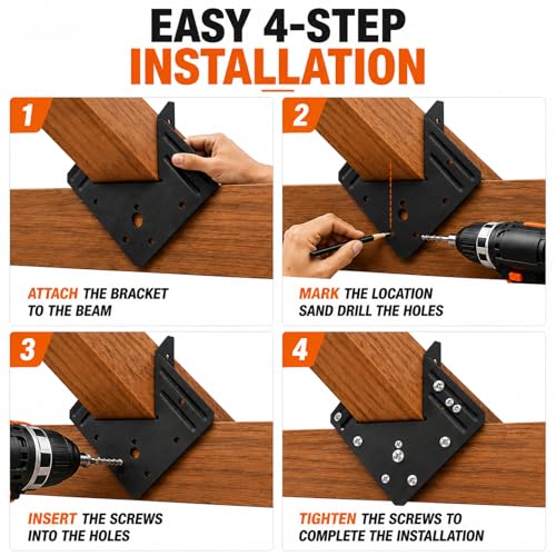 Black Hurricane Ties, 20 Pack Rafter Brackets for 2x4 and 2x6