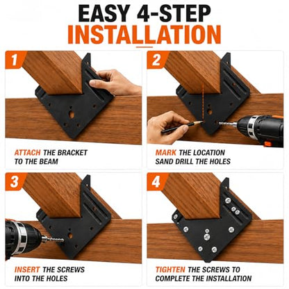 Black Hurricane Ties, 20 Pack Rafter Brackets for 2x4 and 2x6