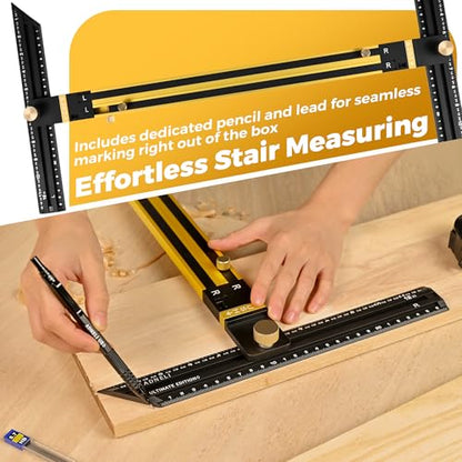Stair Tread Template Tool (Brass/Black) Stair Tread Measuring Tool - Stair Tread Jig - Stair Tread Gauge - Modern Stair Template Tool
