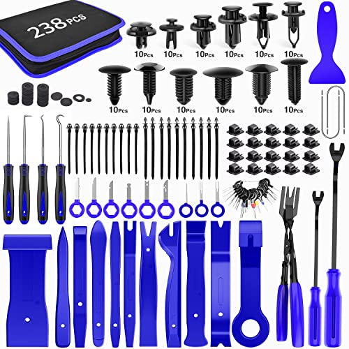 GOOACC 238Pcs Auto Trim Removal Tool and Push Pin Retainer Clip Set - color: 120Pcs Clips + 118 Remover Blue