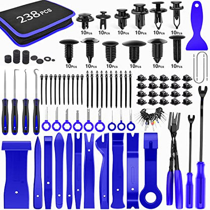 GOOACC 238Pcs Auto Trim Removal Tool and Push Pin Retainer Clip Set - color: 120Pcs Clips + 118 Remover Blue