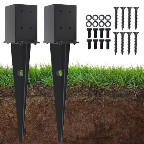 2 Pcs 22" 4"x 4‘’ Fence Post Anchor Ground Spike(Fit3.6"x 3.6")Post
