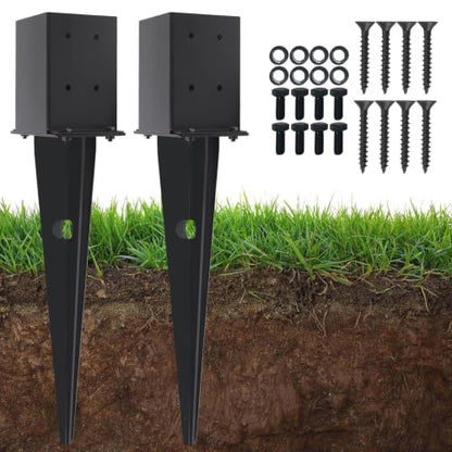 2 Pcs 22" 4"x 4‘’ Fence Post Anchor Ground Spike(Fit3.6"x 3.6")Post